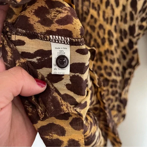 Moschino Brown Leopard Print swim cover up blouse Large - Picture 4 of 8